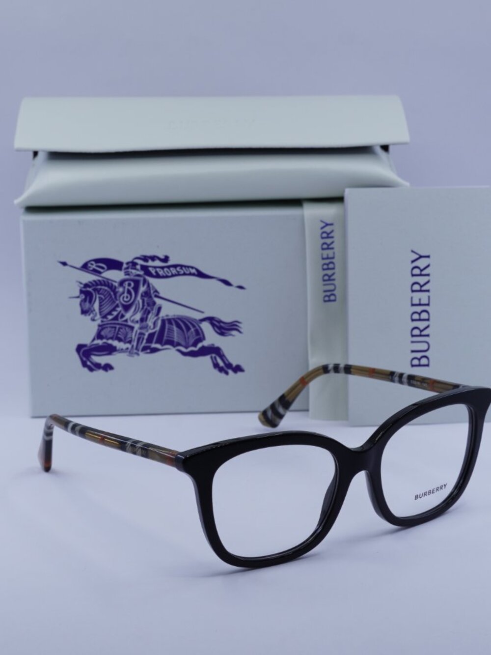 Burberry BE2430 4161 Square Eyeglasses 53mm – Black/Check Brown